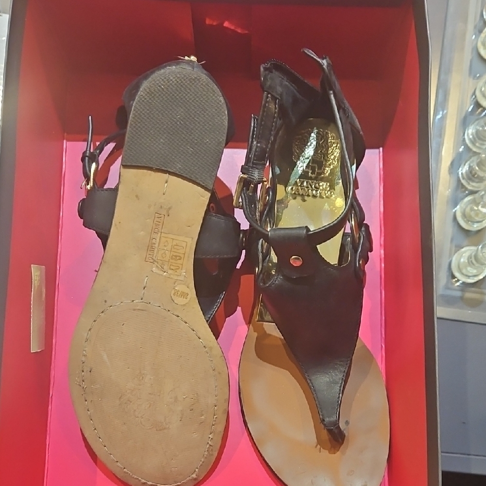 Vince Camuto Black Sandals with Ankle Strap